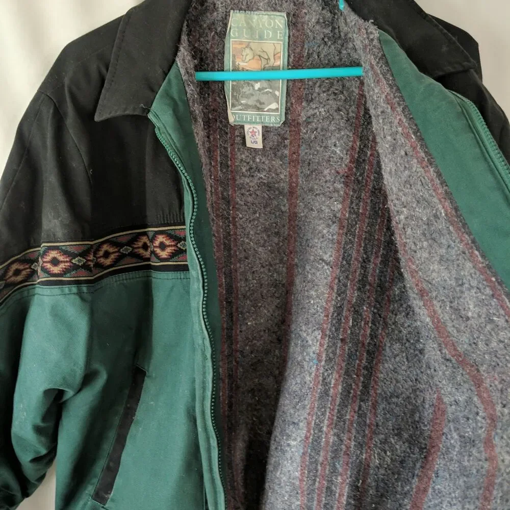 Canyon Guide Outfitters Aztec Blanket Lined Bomber Jacket Men Large USA Vintage